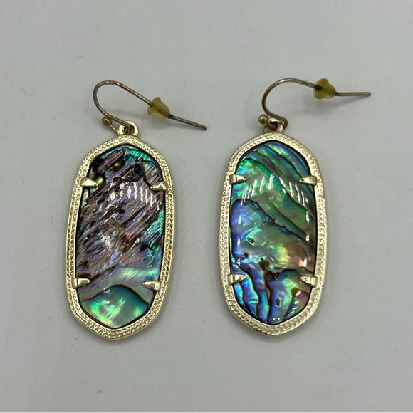 kendra scott elle gold drop earrings in abalone shell - Picture 6 of 7